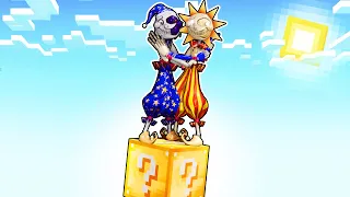 Sun and Moon Play ONE BLOCK SKYBLOCK with LUCKY BLOCKS in Minecraft