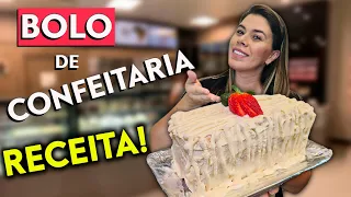 BOLO DE MORANGO COM LEITE CONDENSADO DE CONFEITARIA FAMOSA