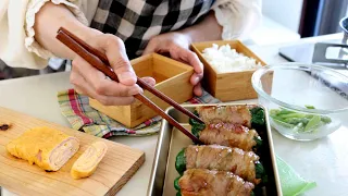 【お弁当作り】「ピーマンうますぎ」と言ってくれた！丸ごとピーマンのチーズ肉巻きbento＃806