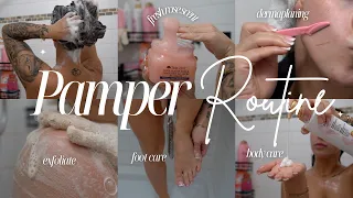 RELAXING PAMPER ROUTINE🌸 rose scented feminine hygiene, hair, body + skincare, smell good all day🫧
