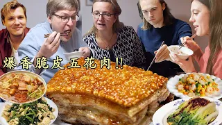 [CN/ENG]脆皮五花肉大成功!爆汁香脆全家疯狂干饭!丹麦婆婆失去优雅形象震惊我! | 11 lbs crispy pork belly?! AMAZING Chinese Winter FEAST