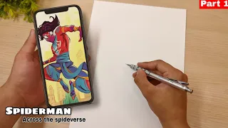 Drawing Indian Spiderman "Pavitra Prabhakar" using freehand method | Spiderman across the spideverse