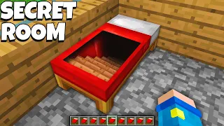 How to BUILD SUPER SECRET PASSAGE in BED in Minecraft ? BED TUNNEL ! in Minecraft