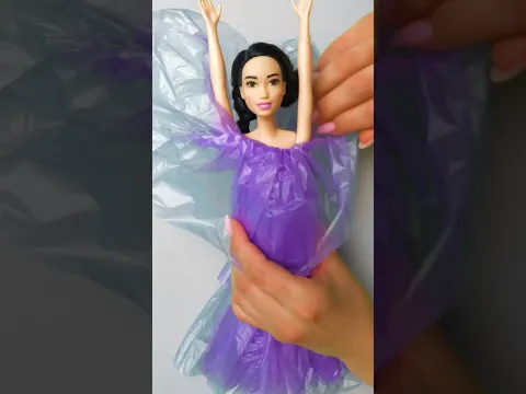How To Make Stunning Doll Dress From Plastic Bag 🌟 #SHORTS