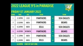 Cook Islands Rugby League  9s in Paradise  Day 1 Friday 7th January 2022