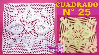 Como tejer el Cuadrado o muestra de colores N° 25 a crochet para colchas y cojines paso a paso