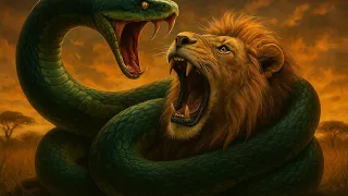 ثعبان يأكل اسد |snake eat lion