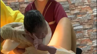 Beautiful Mommy Giving Birth to alive bouncing baby Boy