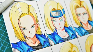 Drawing Android 18 in Different Anime style || Dragonball