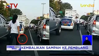 Pria Gondrong Kembalikan Sampah yang Dibuang Penumpang Mobil Polisi ke Jalan#BuletiniNewsSiang 01/04