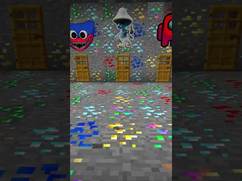 Holes and Door Lead To Grimace💜+SpongeBob🧽 and Miku's Peaches💙🍑 | Wait For It...😍#minecraft #shorts