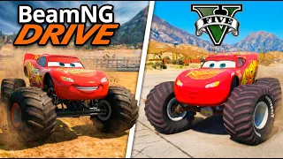 GTA 5 MCQUEEN MONSTER TRUCK VS BEAMNG DRIVE LIGHTNING MCQUEEN MONSTER TRUCK - WHICH IS BEST?