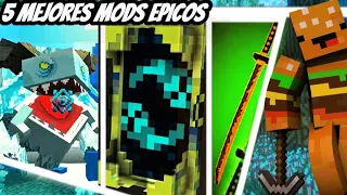 "TOP 5 MODS ÉPICOS para Minecraft Bedrock🔥 ¡TOTALMENTE GRATIS!🤑⚔️✨"