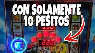 Mira todo lo que GANAMOS con SOLAMENTE 10 PESOS 😱🤑 | Fruit Cocktail | Maquinita tragamonedas