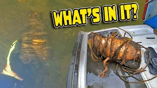 Strange Package Tied To a Rock Found Underwater River Scuba Diving! (WHAT'S INSIDE?)