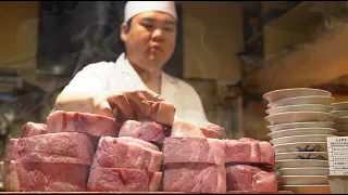 Giant Meat! Sumo Wrestler’s Katsudon カツ丼 - Japanese Street Food 相撲力士が作る超厚切りとんかつ ちよ松 大阪