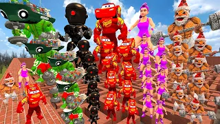 All Size Tiny To Giant Muscle Lightning Mcqueen Сrabtanic Omnidroid Gugu Gaga Rumi in Maze EP 11