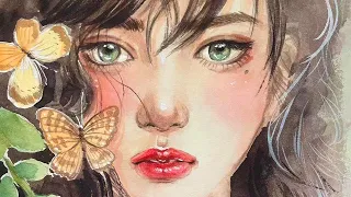 How to paint an Anime girl  |    watercolor painting step by step  #WATERCOLOR   #SKETCH #PAINITING
