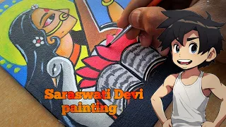 "Mastering the Art of Saraswati Devi: Step-by-Step Drawing & Painting Tutorial"