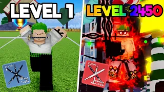 UPEI DO LEVEL 1 AO 2450 SENDO O ZORO DE RAÇA V4 E TRUE TRIPLE KATANA NO BLOX FRUITS (FILME) - ROBLOX