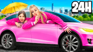 24 STUNDEN im Auto (Tesla) 🚗