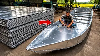How to Build a Strong Metal Boat from Steel Sheet | Full Process. 😱 #amazing