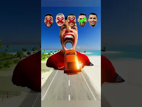 Extreme Super Cars & Football Player vs Giant Ronaldo 😱 - BeamNG.Drive