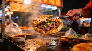 【LIVE】Beef pancakes, a specialty food from Shaanxi, China!