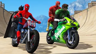 HOMEM ARANHA e SUPERHERÓIS - Novo Desafio com Motos! Quem vai vencer? GTA V