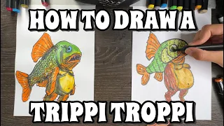 How to Draw TRIPPI TROPPI (Brainrot Meme) with Markers — Easy Step-by-Step for Beginners!