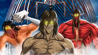 Todas as Formas Titã do Eren em Attack on Titan (Colossal, Martelo de Guerra, Fundador...)