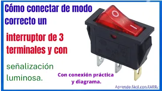Cómo se conecta un interruptor con 3 terminales y con señal luminosa.