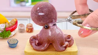 Recipes For Seafood Lovers 🐙 Miniature Japanese Spicy Fry Tiny Octopus Karaage 🏮 Tina Mini Cooking