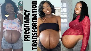 HUGE PREGNANT BELLY WEEK-BY-WEEK TRANSFORMATION  (Week 13-37)