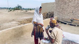 100 year old man live his daughter in desert near Pakistan India border | village Life |Desert food