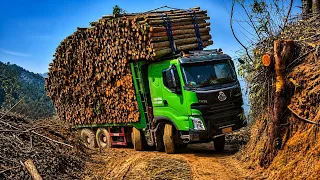 Brutal 6x6 Power! Heavy Logging Truck Conquers Extreme Terrain