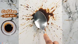How to draw with coffee for beginners | Coffee Painting Tutorial | Coffee spill art - ART Tube