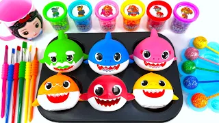 ASMR Satisfying Video l How To Make Rainbow Mixing Candy Sharks FROM 6 Color Slime Cutting
