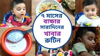 ৭ মাসের বাচ্চার সকাল থেকে সন্ধ্যা পর্যন্ত খাবার রুটিন ও ত্বকের যত্ন। 7 Month Baby Daily Food Chart