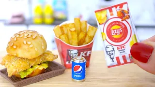 ASMR Miniature KFC Chicken Burger Recipe | Cooking Mini Food & Satisfying Video
