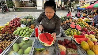 Everything under $1! The legendary Thai fruit cart tour! #fruit
