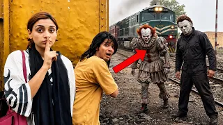 SCARY PENNYWISE & MICHAEL MYERS FOUND ME 😱 TRAPPED IN STATION