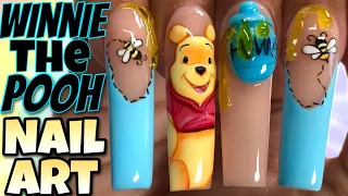 WINNIE THE POOH🍯💘 Nail Art Tutorial ‼️ 3D GEL! Shading techniques, character art!
