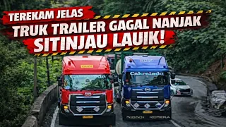 Lalu Lintas Sitinjau Lauik Extreme, Truk Trailer Gagal Nanjak 