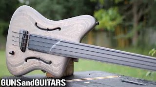 I built a FRETLESS PIEZO BASS out of my uncle's CABINETS (while traveling in a motorhome) FULL BUILD