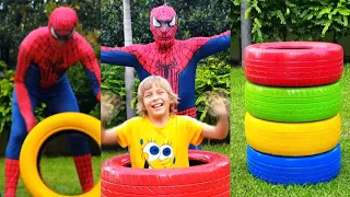 Liova and superman plays color wheels #funny #game #playground