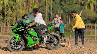 ZX10R utara Khet Main 🔥 || Ploughing With ZX10r 😂
