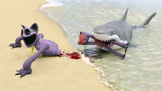 Survival on a raft! CatNap was attacked by a shark!