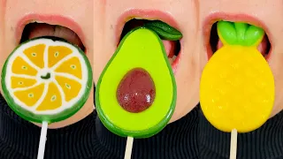 asmr Gnaw 9 delicious lollipops and 3 marmalade. eating sounds satisfying sweets mukbang food 먹방