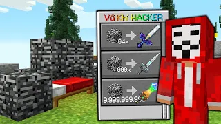 Minecraft Bedwars, Nhưng Sở Hữu Hacker Đổi Đồ Bedrock Và Vũ Khí Siêu Mạnh Troll Noob Team ??